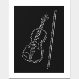 Black and white violin Posters and Art